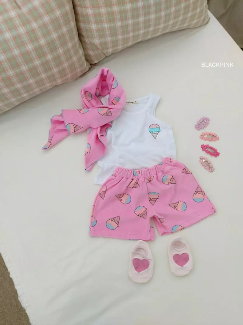 Black Pink - Korean Children Fashion - #discoveringself - Ice Cream Top Bottom Set - 5