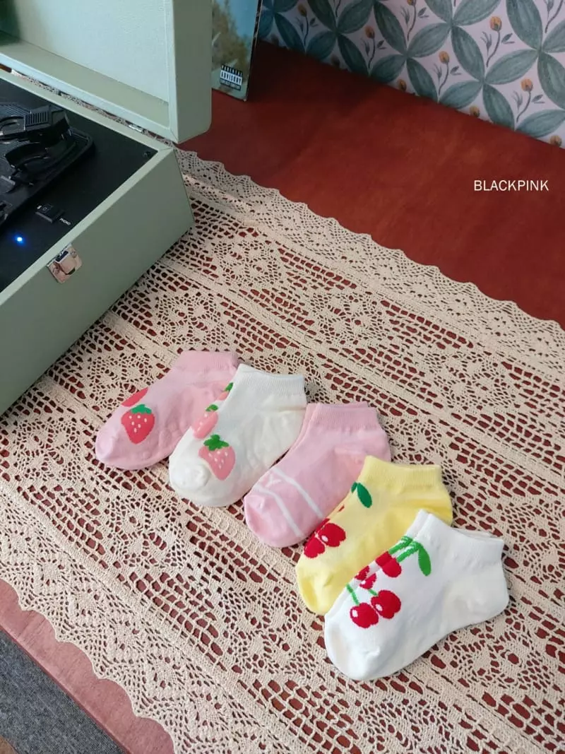 Black Pink - Korean Children Fashion - #discoveringself - Strawberry Cherry Socksc - 4