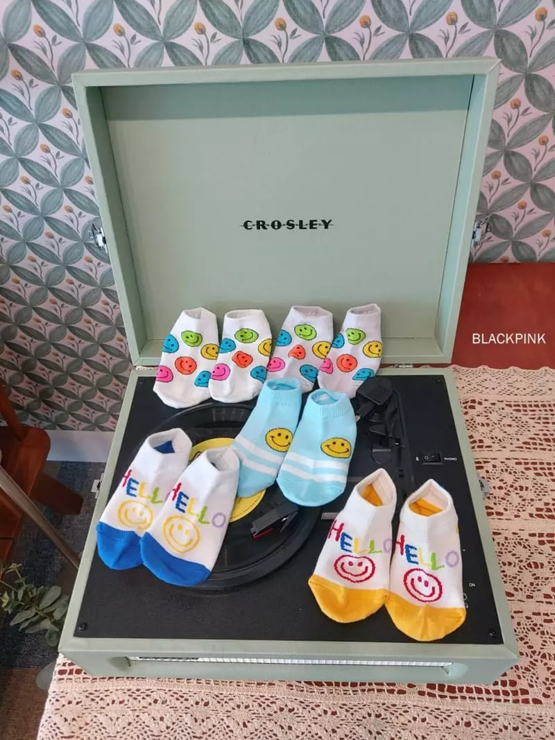Black Pink - Korean Children Fashion - #fashionkids - Hello Smile Socks Set