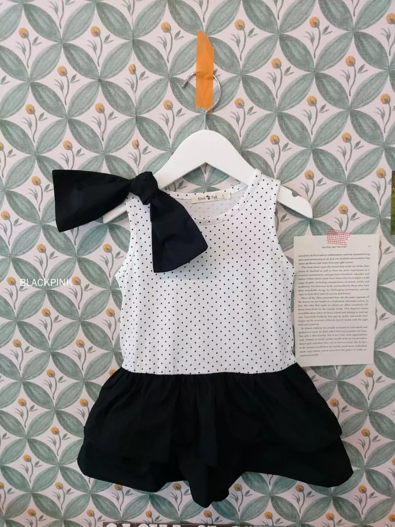 Black Pink - Korean Children Fashion - #kidsshorts - Dot Frill One-piece - 10