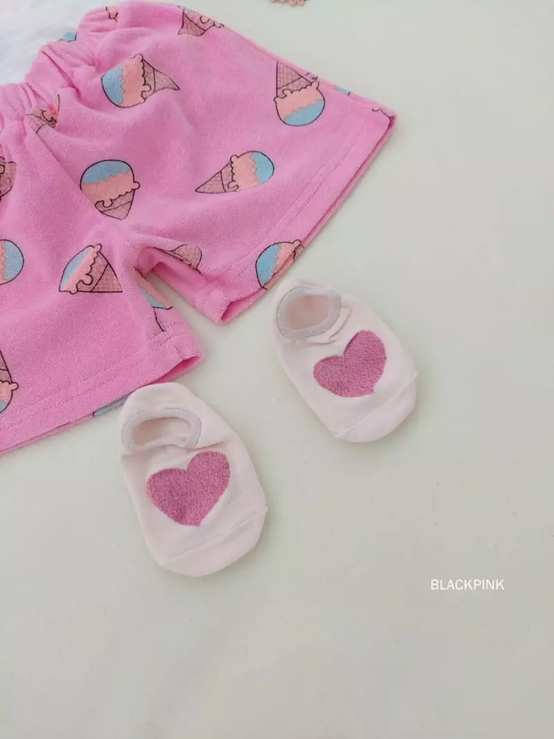 Black Pink - Korean Children Fashion - #kidsshorts - Ice Cream Top Bottom Set - 7