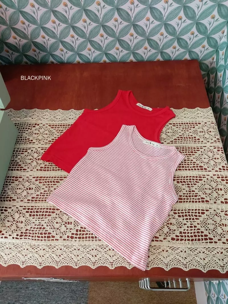 Black Pink - Korean Children Fashion - #kidsshorts - Stripes Sleeveless - 6
