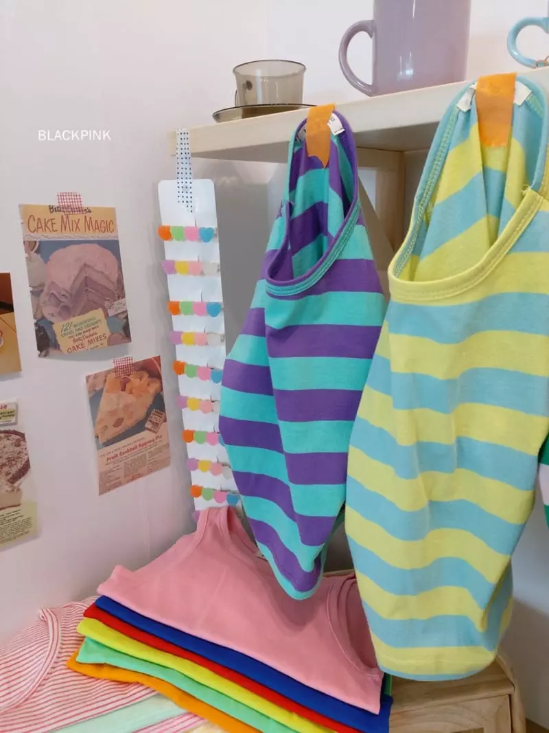 Black Pink - Korean Children Fashion - #fashionkids - Multi Stripes Tee - 4