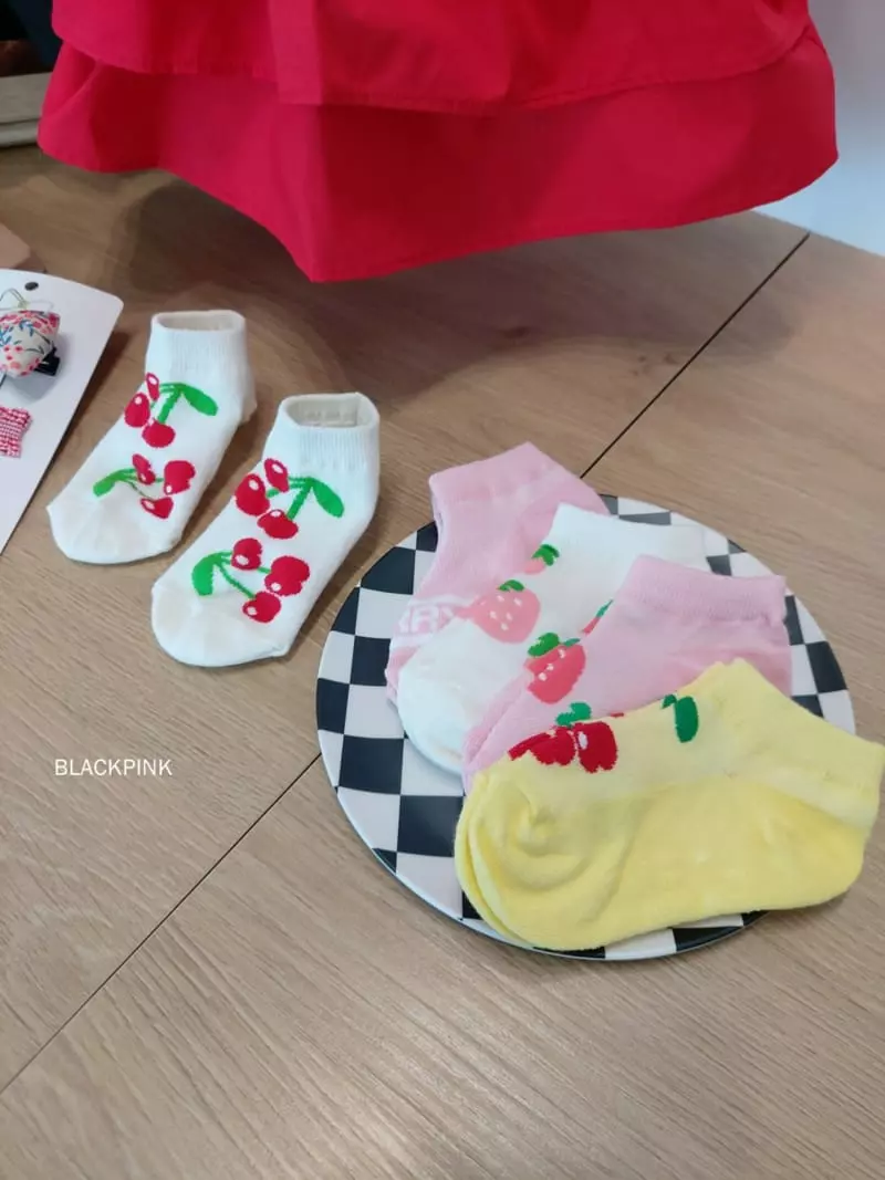 Black Pink - Korean Children Fashion - #kidsshorts - Strawberry Cherry Socksc - 5