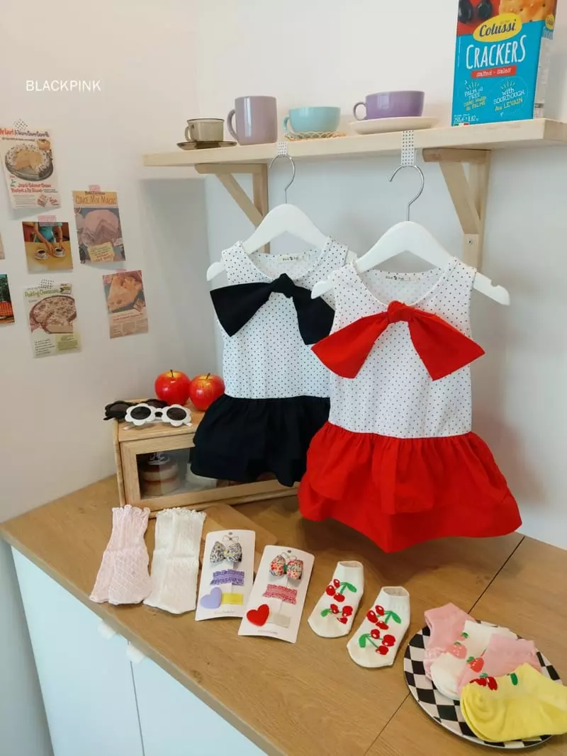 Black Pink - Korean Children Fashion - #kidsstore - Dot Frill One-piece - 11