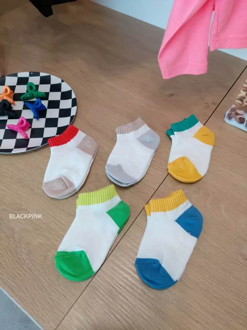 Black Pink - Korean Children Fashion - #kidsstore - Crayon Socks Set - 7