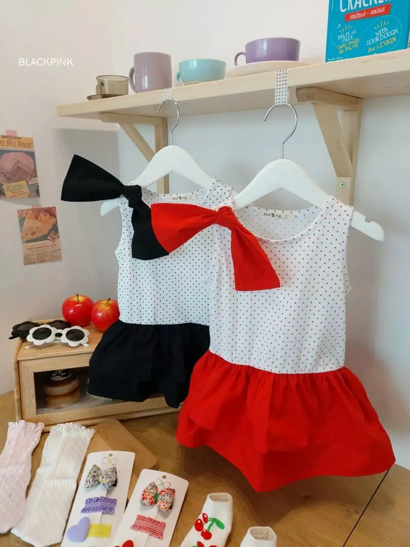 Black Pink - Korean Children Fashion - #kidzfashiontrend - Dot Frill One-piece - 12