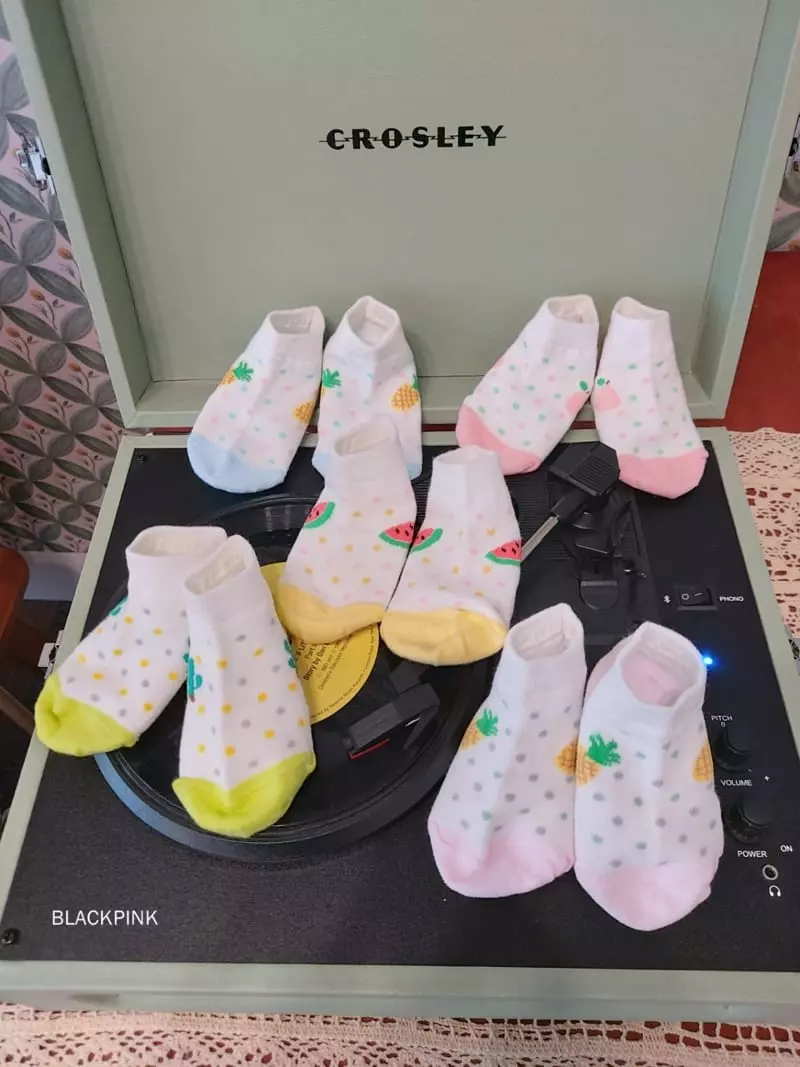 Black Pink - Korean Children Fashion - #kidzfashiontrend - Dot Fruit Socks Set - 3