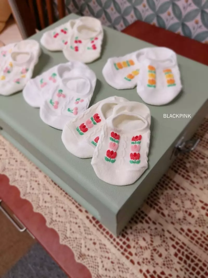 Black Pink - Korean Children Fashion - #kidzfashiontrend - Cherry Tulip Socks Set - 2