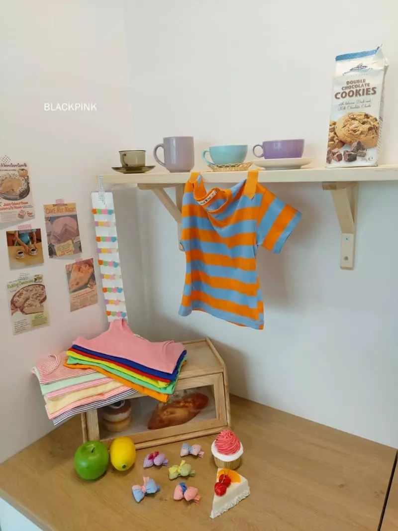 Black Pink - Korean Children Fashion - #magicofchildhood - Multi Stripes Tee - 9