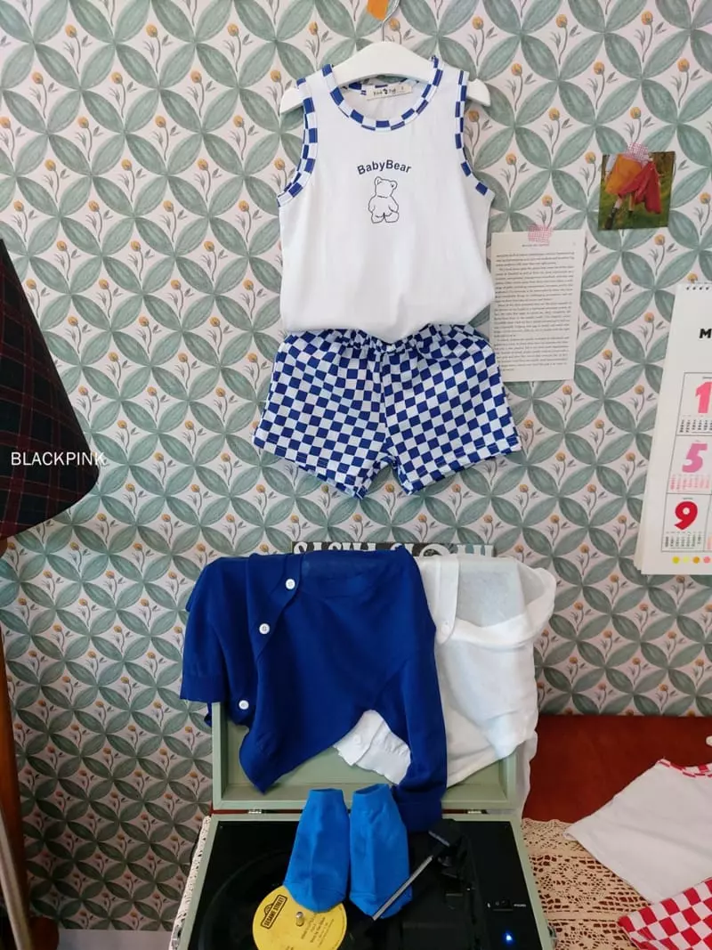 Black Pink - Korean Children Fashion - #minifashionista - Checker Board Top Bottom Set - 2