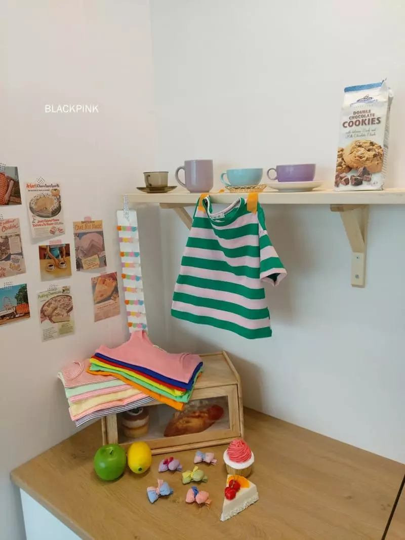 Black Pink - Korean Children Fashion - #minifashionista - Multi Stripes Tee - 10