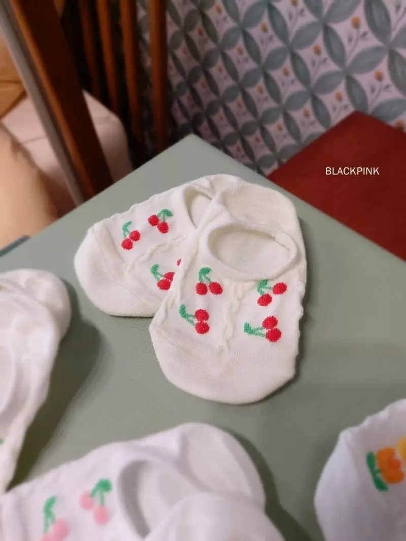 Black Pink - Korean Children Fashion - #minifashionista - Cherry Tulip Socks Set - 6