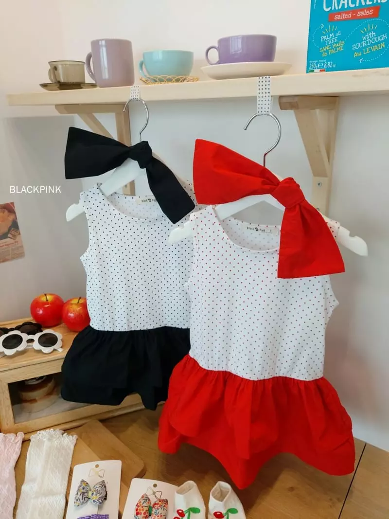 Black Pink - Korean Children Fashion - #prettylittlegirls - Dot Frill One-piece