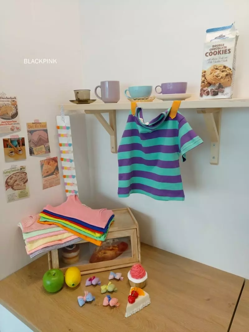 Black Pink - Korean Children Fashion - #prettylittlegirls - Multi Stripes Tee - 11