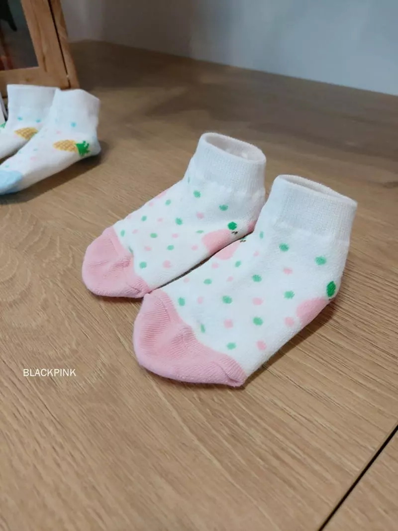 Black Pink - Korean Children Fashion - #prettylittlegirls - Dot Fruit Socks Set - 8