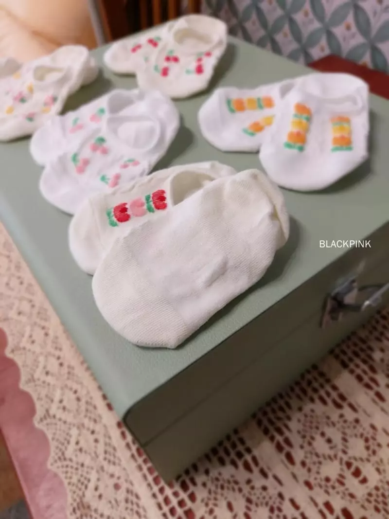 Black Pink - Korean Children Fashion - #prettylittlegirls - Cherry Tulip Socks Set - 7