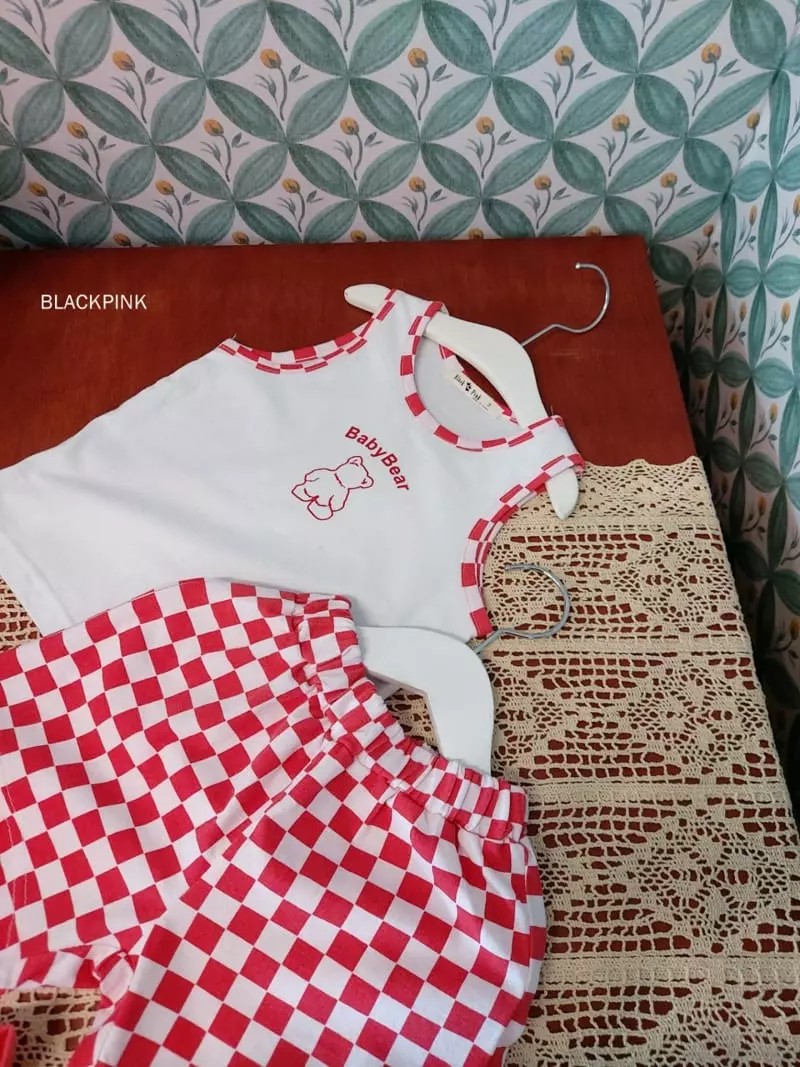 Black Pink - Korean Children Fashion - #stylishchildhood - Checker Board Top Bottom Set - 6