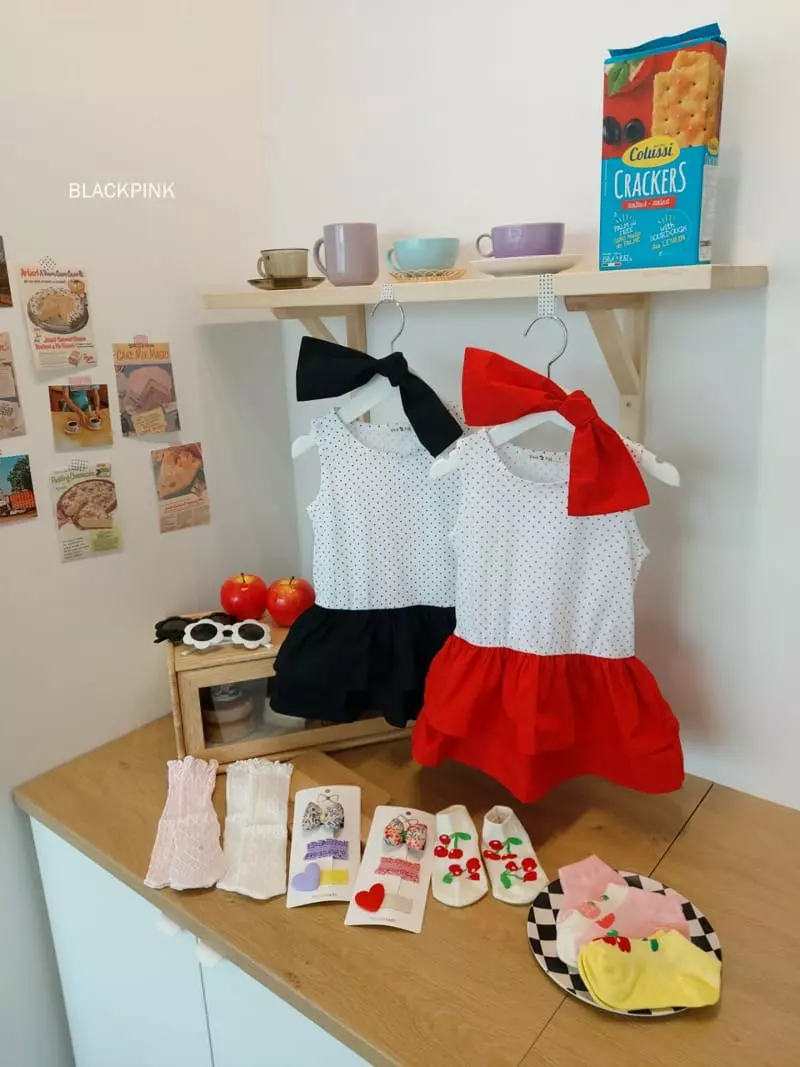 Black Pink - Korean Children Fashion - #todddlerfashion - Dot Frill One-piece - 2