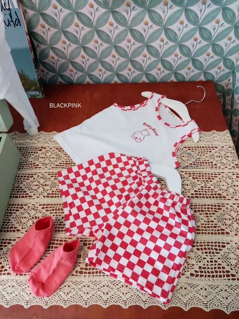 Black Pink - Korean Children Fashion - #toddlerclothing - Checker Board Top Bottom Set - 5