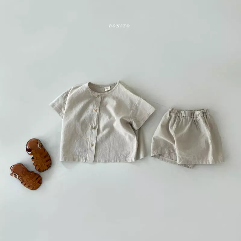 Bonito - Korean Baby Fashion - #babygirlfashion - Bebe Linen Top Bottom Set - 2