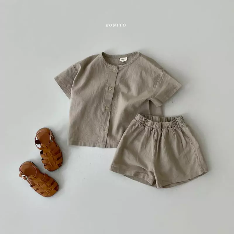Bonito - Korean Baby Fashion - #babylifestyle - Bebe Linen Top Bottom Set - 4