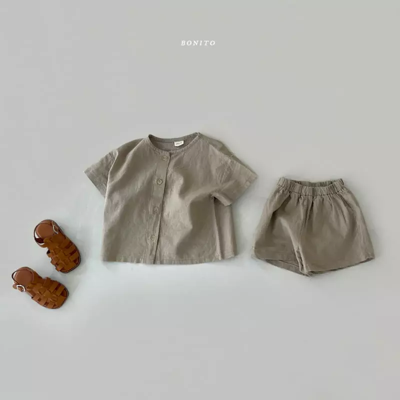 Bonito - Korean Baby Fashion - #babyootd - Bebe Linen Top Bottom Set - 5