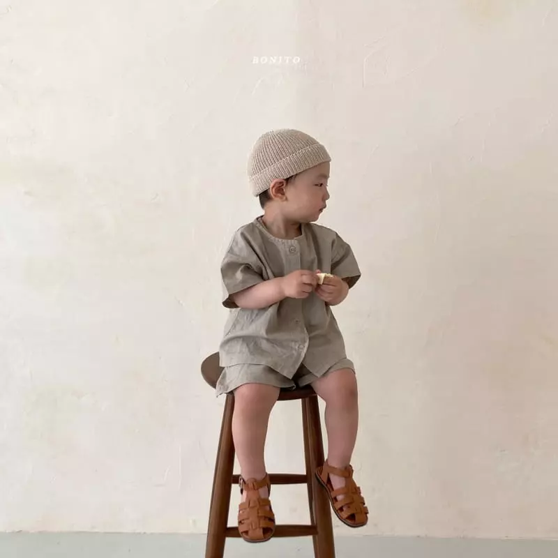 Bonito - Korean Baby Fashion - #babyoutfit - Bebe Linen Top Bottom Set - 7