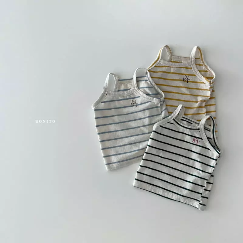 Bonito - Korean Children Fashion - #childofig - Kid Stripes String Sleeveless - 3