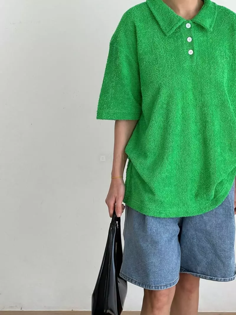 Browns - Korean Women Fashion - #momslook - Terry Collar Tee - 3