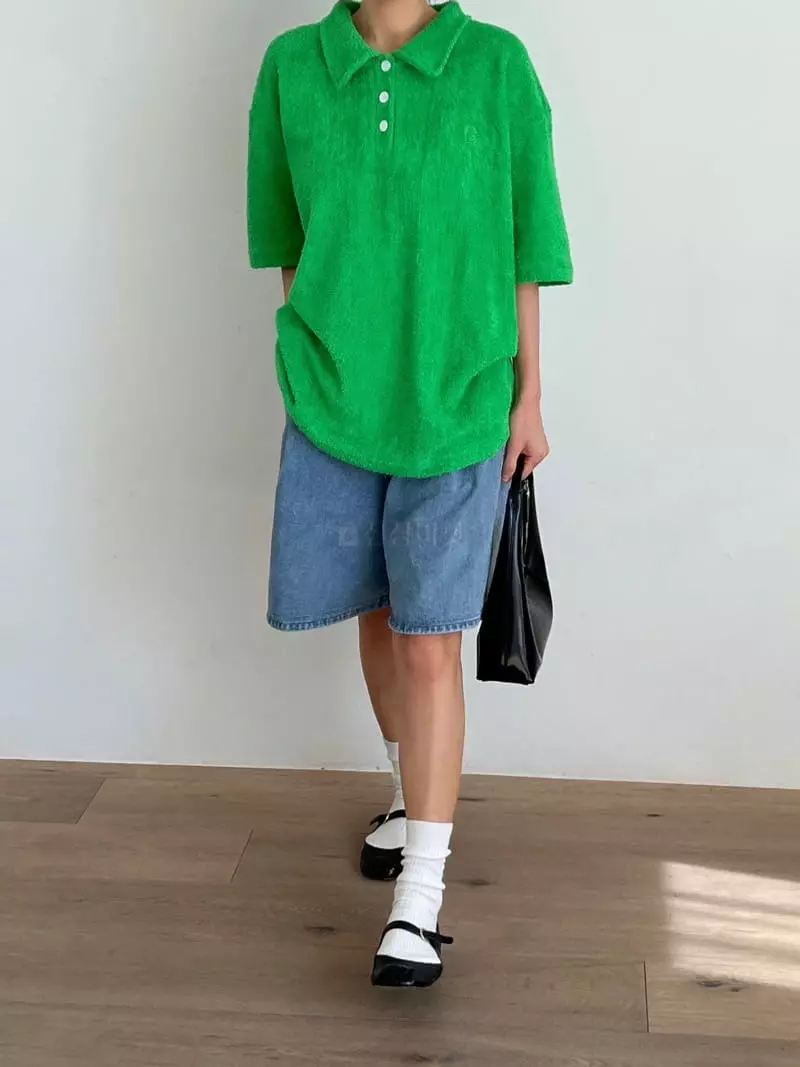 Browns - Korean Women Fashion - #momslook - Terry Collar Tee - 4