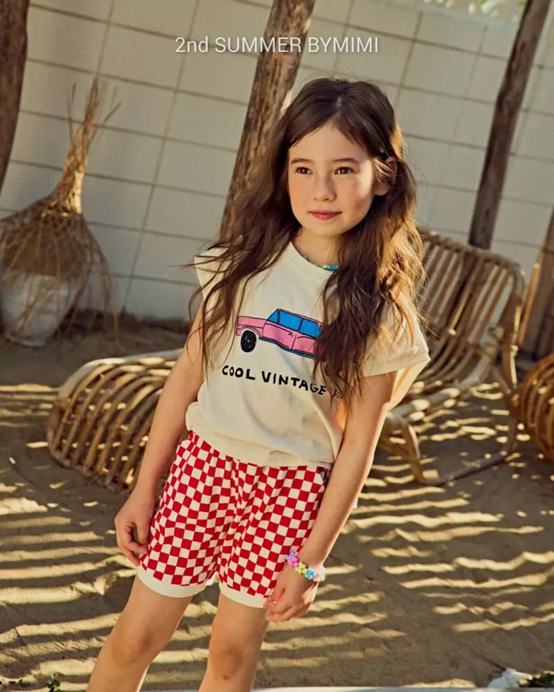 Bymimi - Korean Children Fashion - #toddlerclothing - Aqua Check Shorts - 6