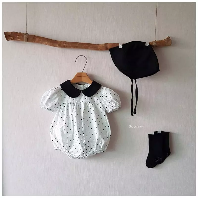 Choucream - Korean Baby Fashion - #babyboutique - Dot Collar Bodysuit - 9