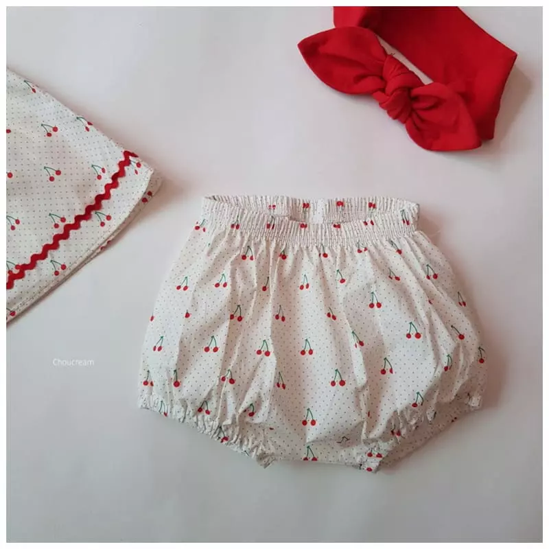 Choucream - Korean Baby Fashion - #babyboutiqueclothing - Cherry Cherry Top Bottom Set - 4