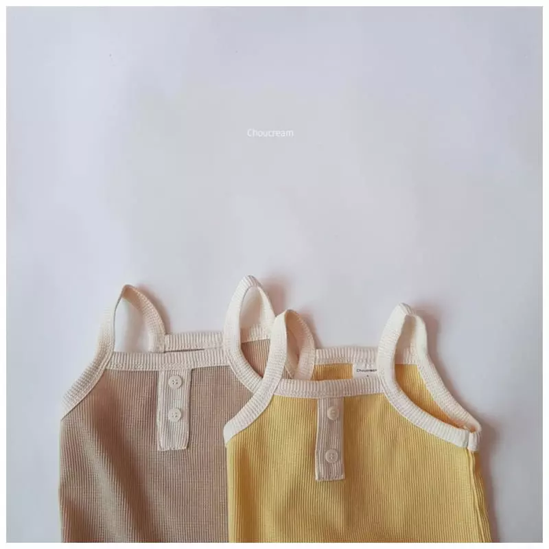Choucream - Korean Baby Fashion - #babyclothing - Waffle Sleeveless Bodysuit - 3