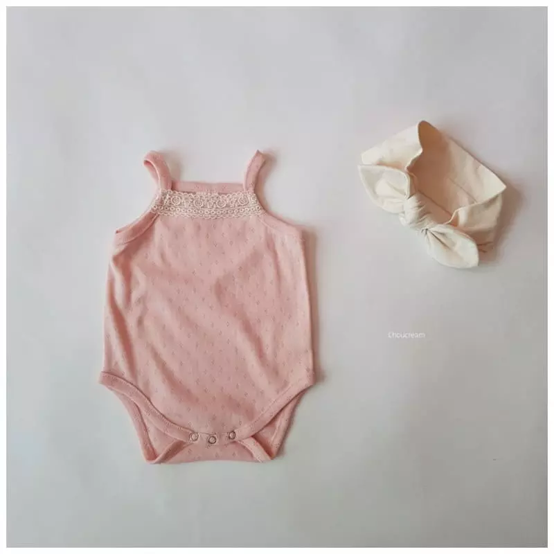 Choucream - Korean Baby Fashion - #babyclothing - Lace Sleeveless Bodysuit - 2