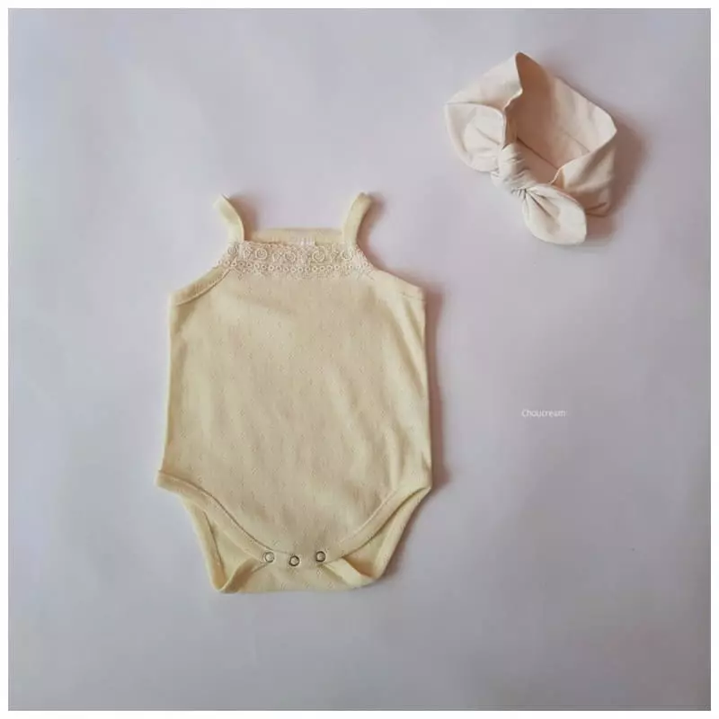 Choucream - Korean Baby Fashion - #babyfashion - Lace Sleeveless Bodysuit - 3