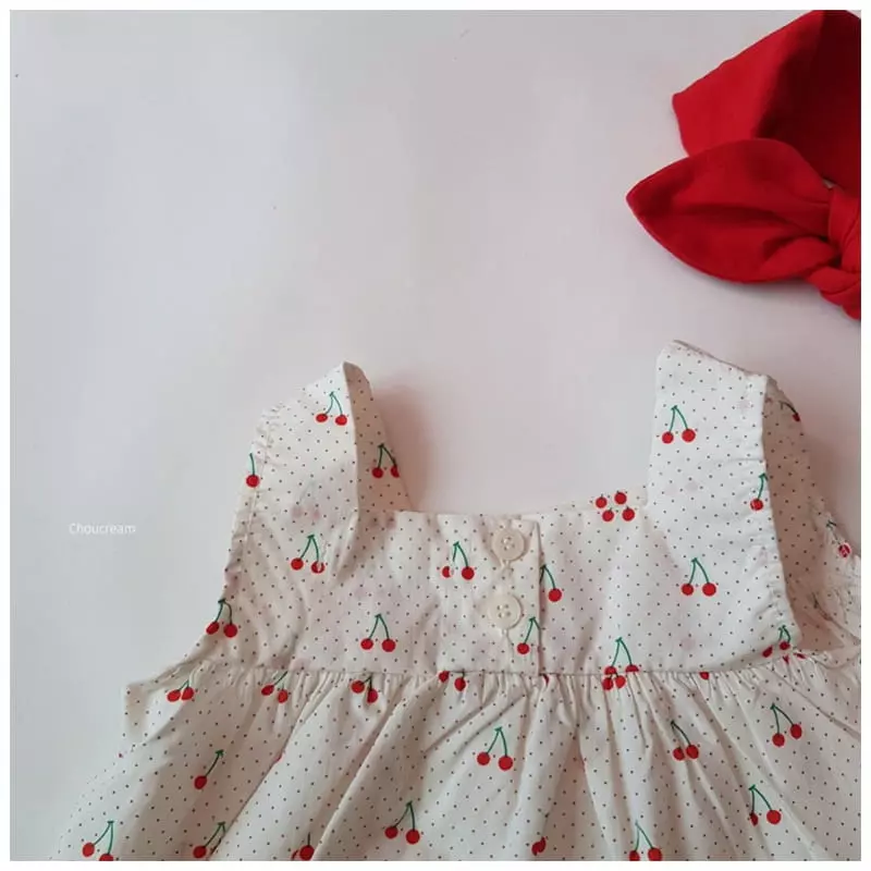 Choucream - Korean Baby Fashion - #babyfever - Cherry Cherry Top Bottom Set - 6
