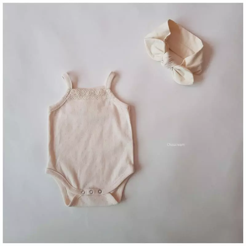 Choucream - Korean Baby Fashion - #babyfashion - Lace Sleeveless Bodysuit - 4