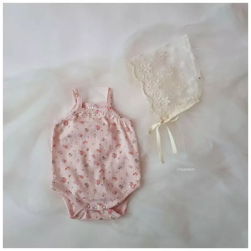 Choucream - Korean Baby Fashion - #babyfever - Flower Sleeveless Bodysuit - 3