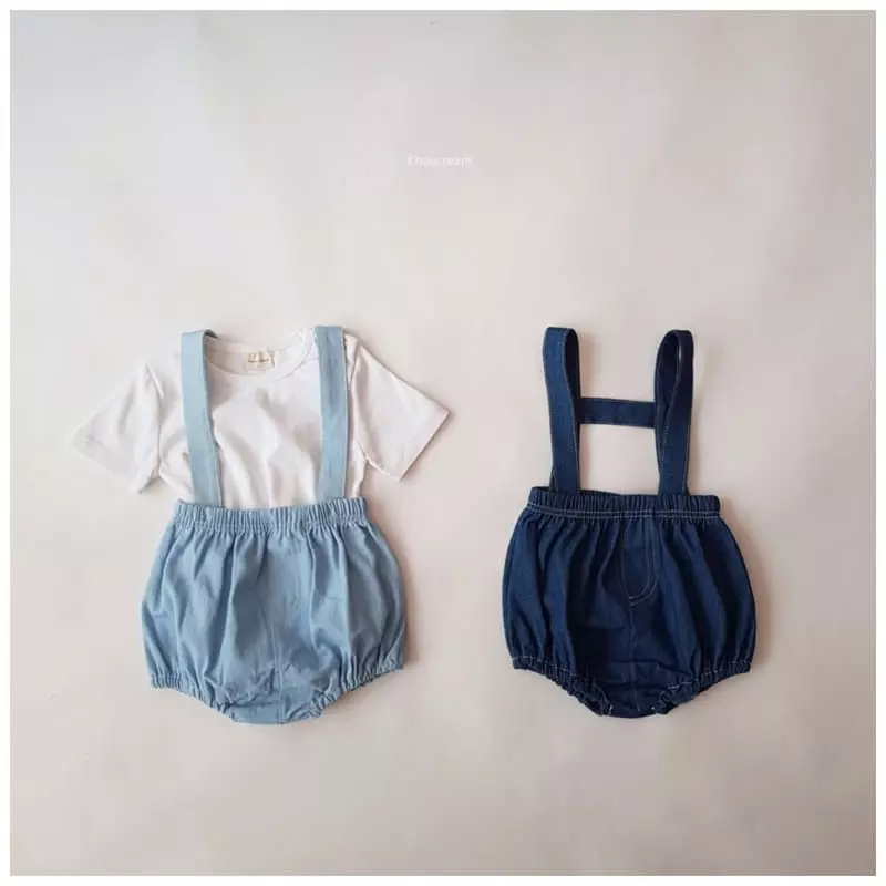 Choucream - Korean Baby Fashion - #babyfever - Denim Dungarees Bloomer