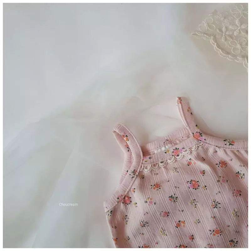 Choucream - Korean Baby Fashion - #babyfever - Flower Sleeveless Bodysuit - 4