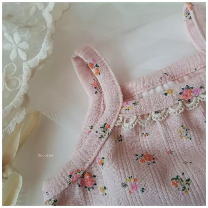 Choucream - Korean Baby Fashion - #babylifestyle - Flower Sleeveless Bodysuit - 5