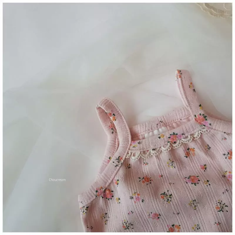 Choucream - Korean Baby Fashion - #babyoninstagram - Flower Sleeveless Bodysuit - 6