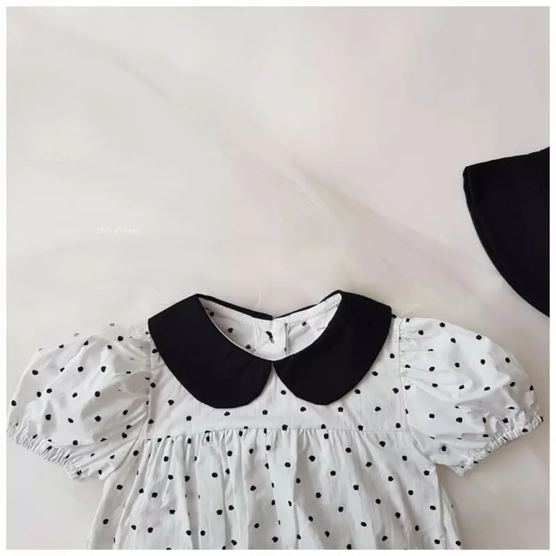 Choucream - Korean Baby Fashion - #babyoninstagram - Dot Collar Bodysuit