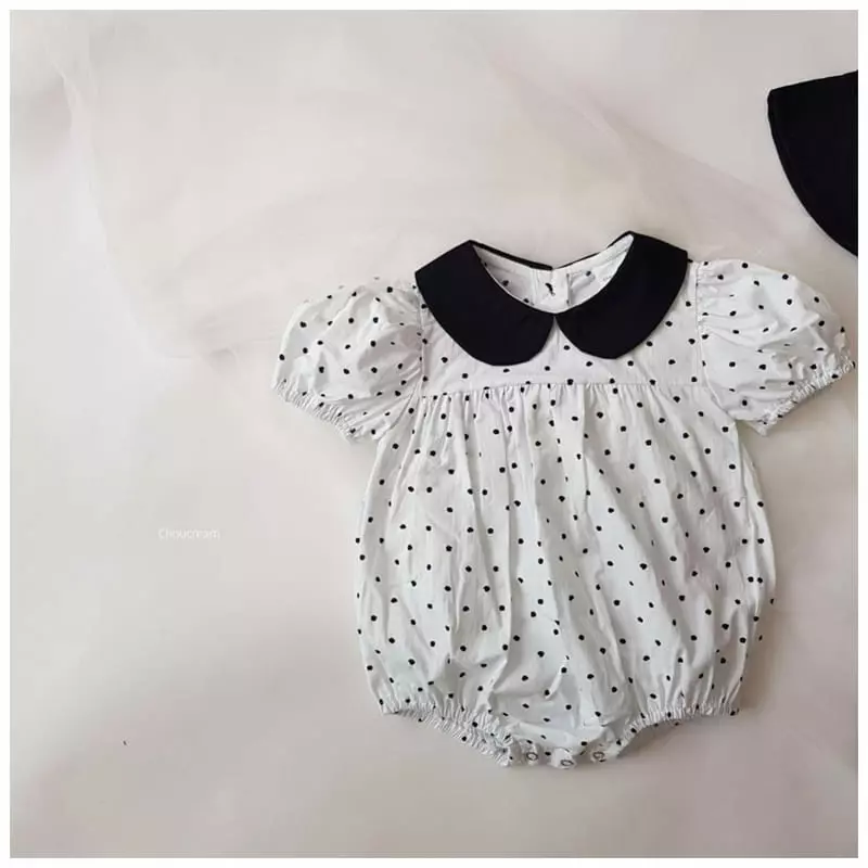 Choucream - Korean Baby Fashion - #babyootd - Dot Collar Bodysuit - 2