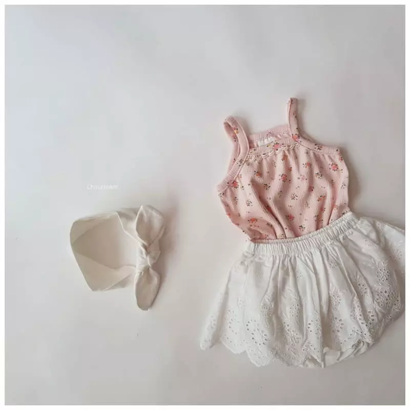 Choucream - Korean Baby Fashion - #babyoutfit - Flower Sleeveless Bodysuit - 9