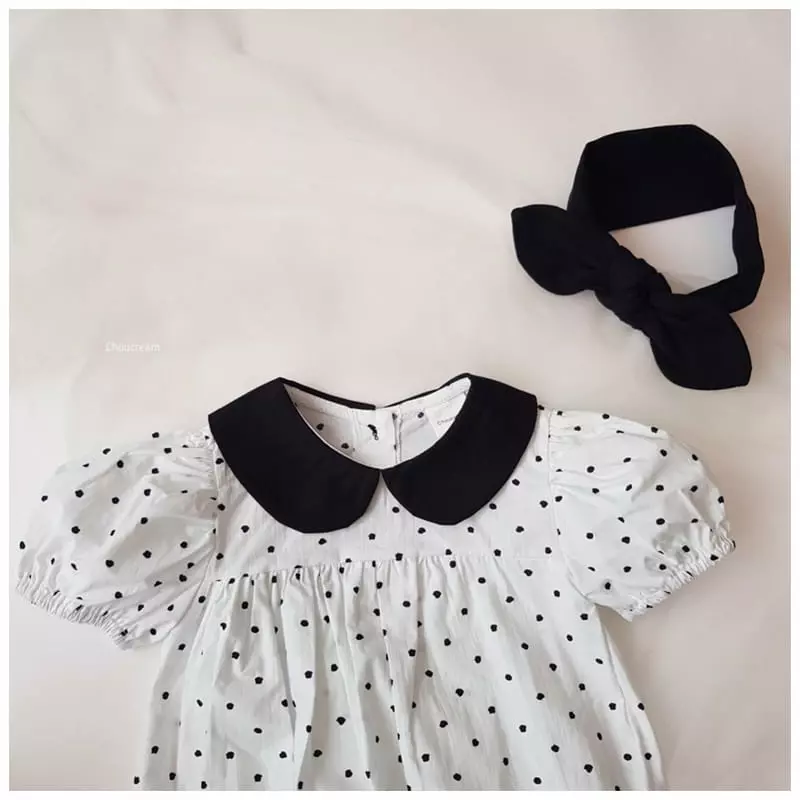 Choucream - Korean Baby Fashion - #babyoutfit - Dot Collar Bodysuit - 3