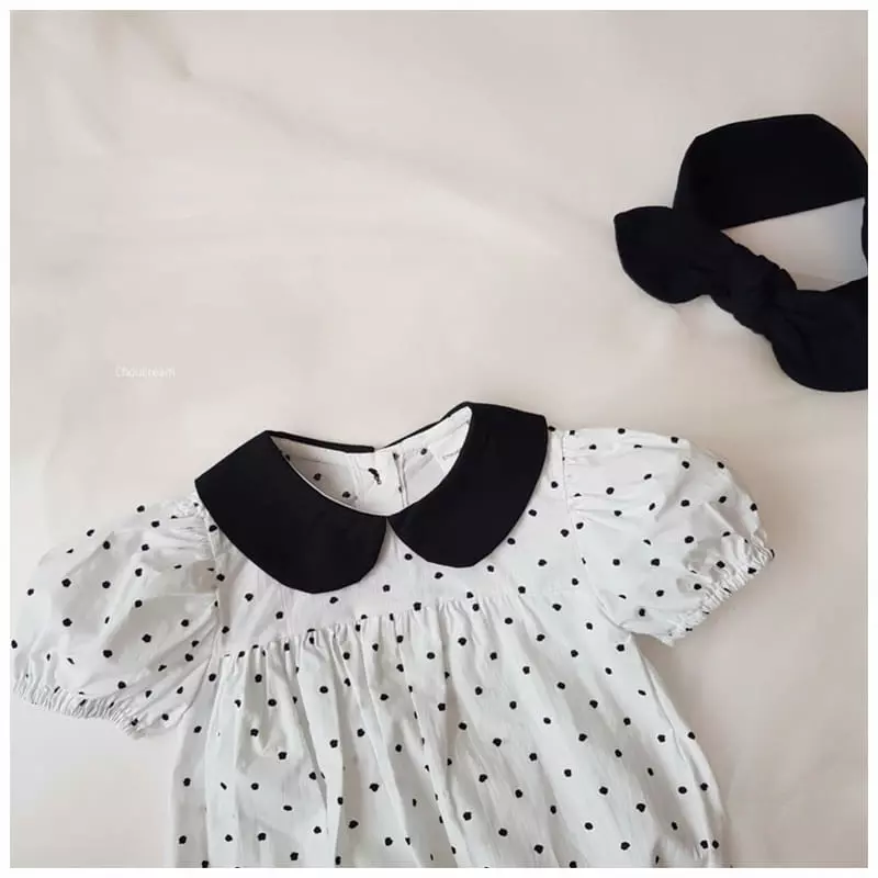 Choucream - Korean Baby Fashion - #babyoutfit - Dot Collar Bodysuit - 4