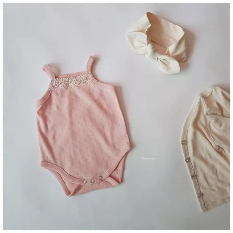 Choucream - Korean Baby Fashion - #onlinebabyboutique - Lace Sleeveless Bodysuit - 12